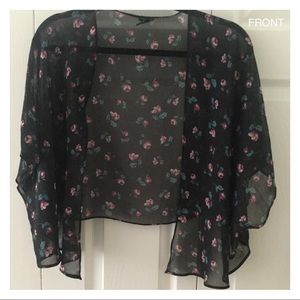 Forever 21 Black Floral Kimono